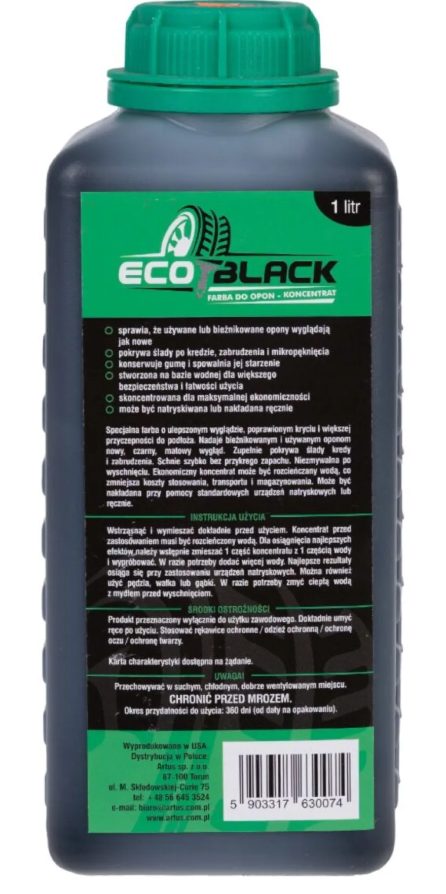 Farba do opon ECO BLACK 1 l, czernidło, koncentrat