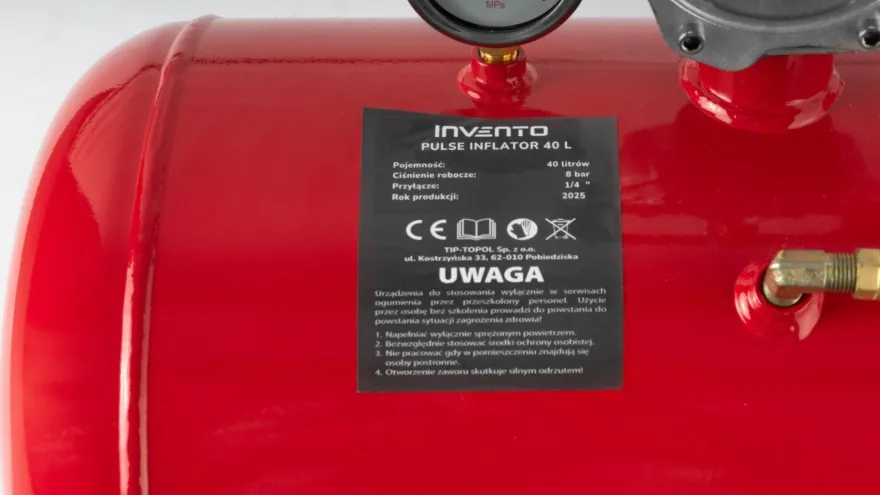 Inflator spustowy INVENTO BOMB 40L zbiornik ciśnieniowy z zaworem