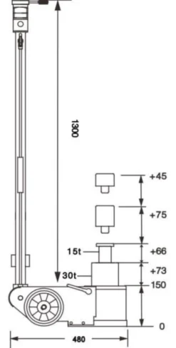 INVENTO AHL 30 - Podnośnik pneumat.-hydraul. 30/15 t