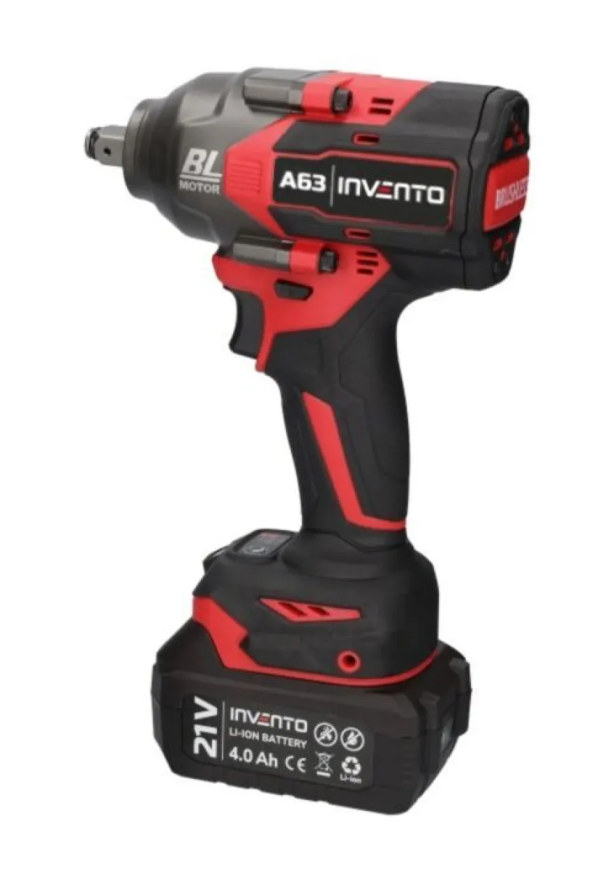 INVENTO A63 zestaw ekonomiczny: klucz udarowy A63T 1200 Nm, 4Ah bateria, ładowarka