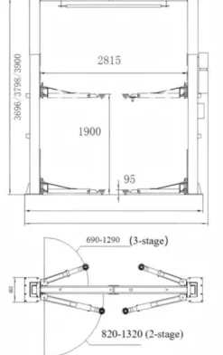 INVENTO EL S 40 TL - Podnośnik dwukolumnowy 4T łączony górą z regulowaną wysokością
