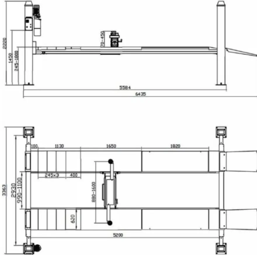 INVENTO EL 455WA - 5,5T - Podnośnik 4-kolumnowy, diagnostyczny + podnośnik osiowy