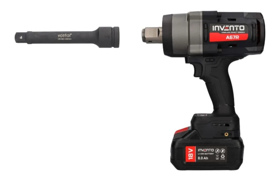 INVENTO 2400 Nm 1" klucz udarowy akumulatorowy + przedłużka trzpienia 1" 250 mm