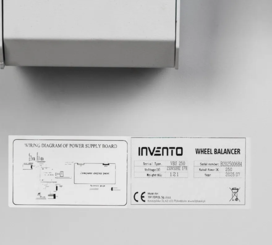 INVENTO VBS 250 wyważarka 2D, laser, LED, automatyczny hamulec
