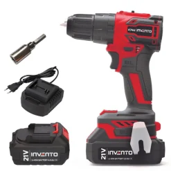 INVENTO 3/8" wiertarka udarowa akumulatorowa - zestaw 2Ah / 4Ah + adapter na bity