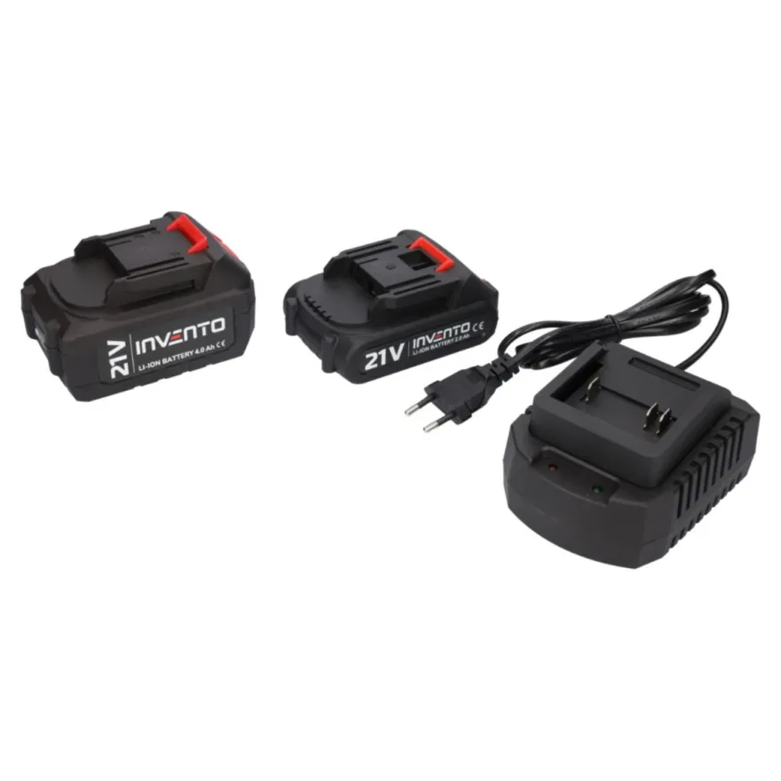 INVENTO 3/8" wiertarka udarowa akumulatorowa - zestaw 2Ah / 4Ah + adapter na bity