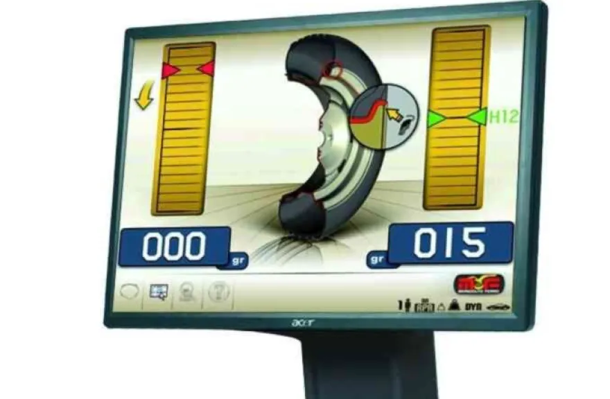 Mondolfo Ferro MT 3650UPC wyważarka 3D, zacisk pneumatyczny, sonar, laser, hamulec automatyczny, monitor LCD