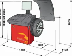 Mondolfo Ferro MT 3650UPC wyważarka 3D, zacisk pneumatyczny, sonar, laser, hamulec automatyczny, monitor LCD