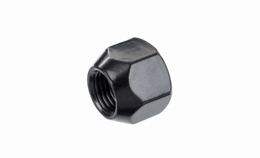 Nakrętka mocująca M12x1,25 otwarta bez kołnierza, 15mm, klucz 19, stożek, czarna