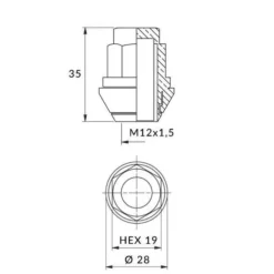 Nakrętka mocująca M12x1,5 zamknięta stożkowa ruchoma podkładka, k19 FORD