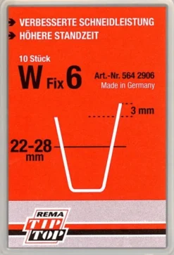 Nożyki W Fix 6, 22-28 mm, do wyrzynarki/nacinarki Rubber Cut, 10 szt