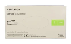 Rękawiczki lateksowe pudrowane Mercator Santex Powdered op.100 szt, rozmiar S