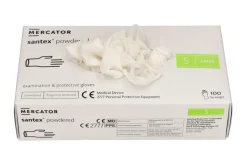 Rękawiczki lateksowe pudrowane Mercator Santex Powdered op.100 szt, rozmiar S