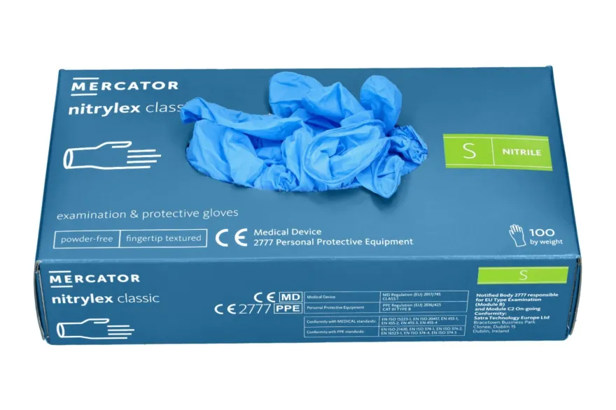 Rękawiczki nitrylowe niebieskie Nitrylex CLASSIC Blue rozmiar S, op./100 szt.