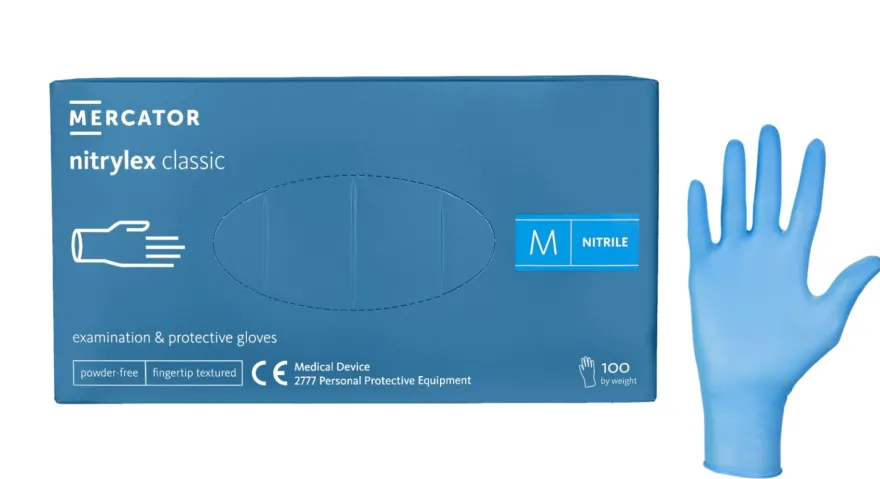 Rękawiczki nitrylowe niebieskie Nitrylex CLASSIC Blue rozmiar M, op./100 szt.