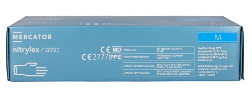 Rękawiczki nitrylowe niebieskie Nitrylex CLASSIC Blue rozmiar M, op./100 szt.