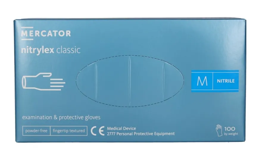 Rękawiczki nitrylowe niebieskie Nitrylex CLASSIC Blue rozmiar M, op./100 szt.