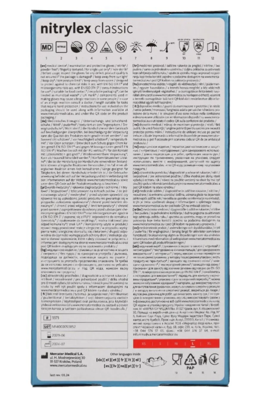 Rękawiczki nitrylowe niebieskie Nitrylex CLASSIC Blue rozmiar L, op./100 szt.