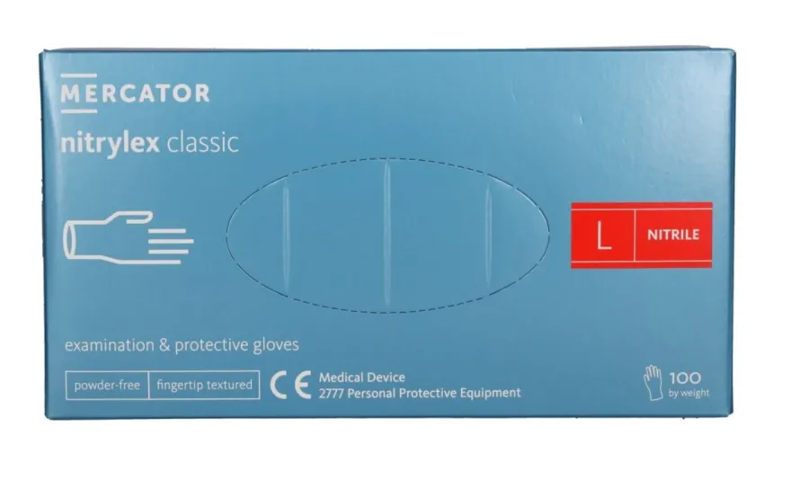Rękawiczki nitrylowe niebieskie Nitrylex CLASSIC Blue rozmiar L, op./100 szt.