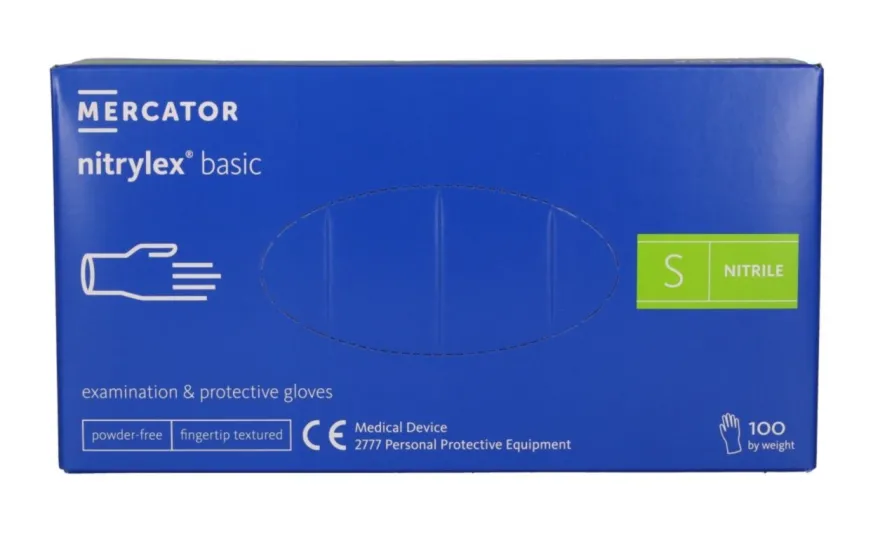 Rękawiczki nitrylowe niebieskie Nitrylex BASIC dark blue r. S, op./100 szt.