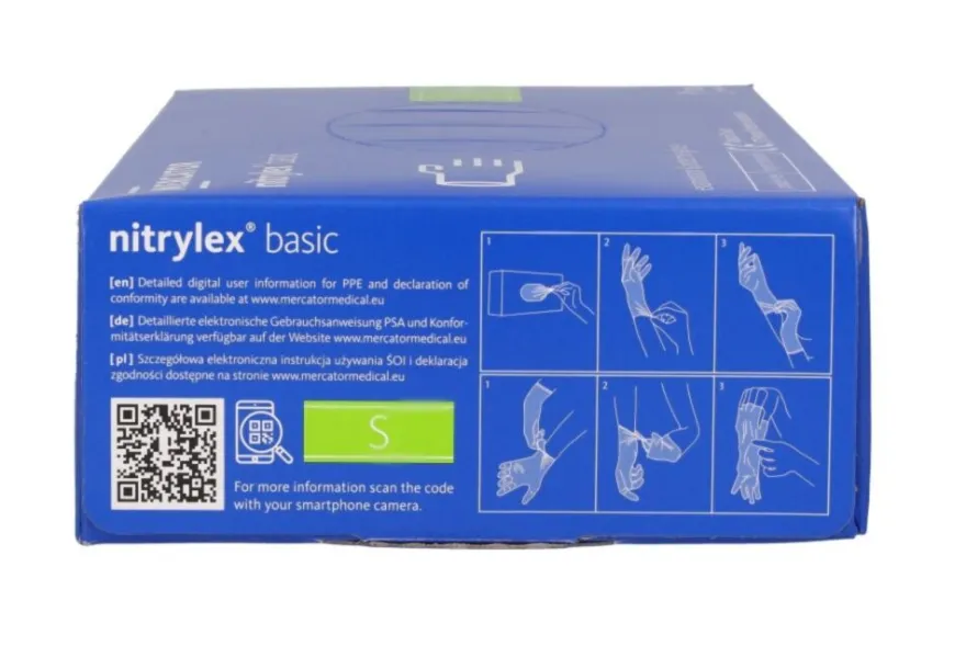 Rękawiczki nitrylowe niebieskie Nitrylex BASIC dark blue r. S, op./100 szt.