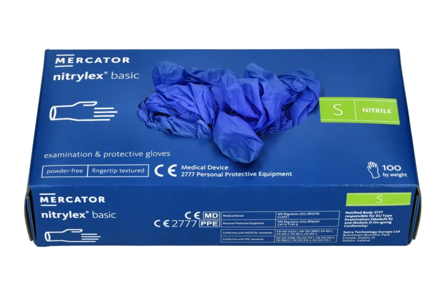 Rękawiczki nitrylowe niebieskie Nitrylex BASIC dark blue r. S, op./100 szt.