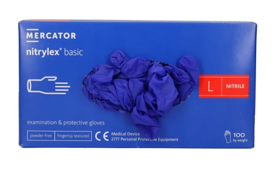 Rękawiczki nitrylowe niebieskie Nitrylex BASIC dark blue r. L, op./100 szt.