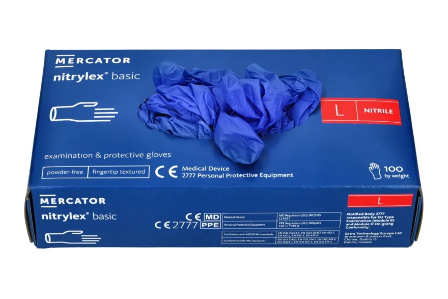 Rękawiczki nitrylowe niebieskie Nitrylex BASIC dark blue r. L, op./100 szt.