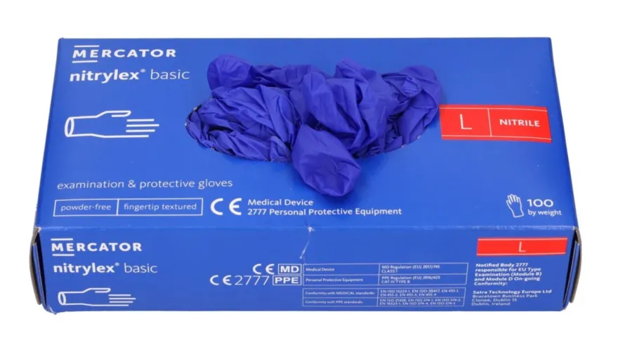 Rękawiczki nitrylowe niebieskie Nitrylex BASIC dark blue r. L, op./100 szt.