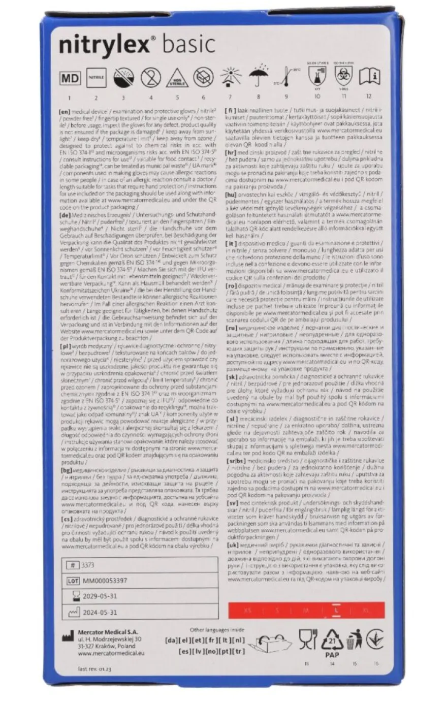 Rękawiczki nitrylowe niebieskie Nitrylex BASIC dark blue r. L, op./100 szt.