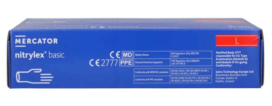 Rękawiczki nitrylowe niebieskie Nitrylex BASIC dark blue r. L, op./100 szt.