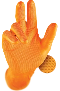 Rękawiczki warsztatowe z nitrylu Grippaz PREMIUM pomarańczowe rozmiar L, op. 50 szt, model 246A