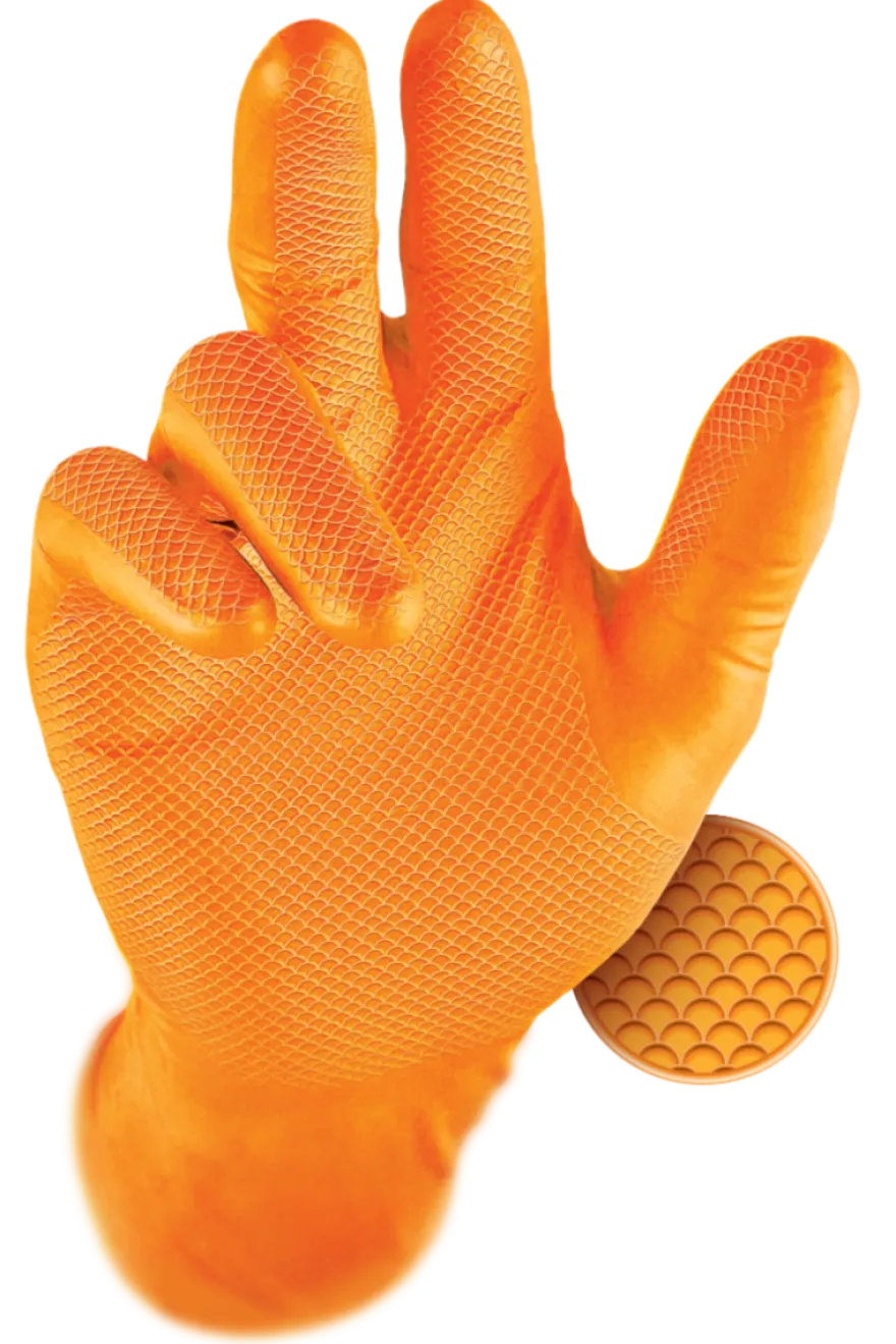 Rękawiczki warsztatowe z nitrylu Grippaz PREMIUM pomarańczowe rozmiar XL, op. 50 szt 246A
