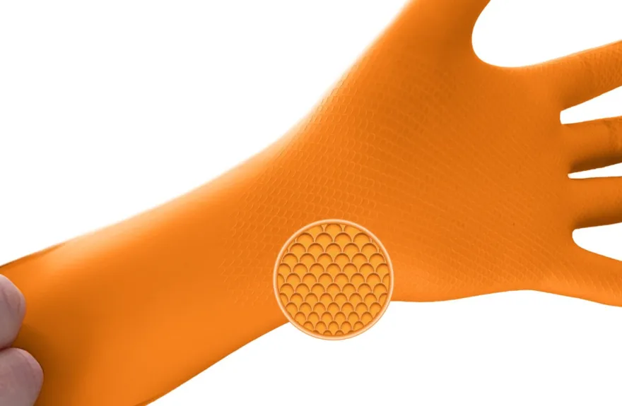 Rękawiczki warsztatowe z nitrylu Grippaz PREMIUM pomarańczowe rozmiar XL, op. 50 szt 246A