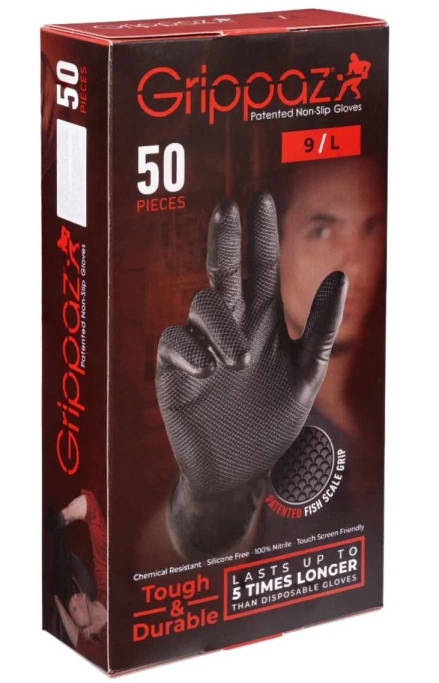 Rękawiczki warsztatowe z nitrylu Grippaz PREMIUM czarne rozmiar L, op. 50 szt 246BL