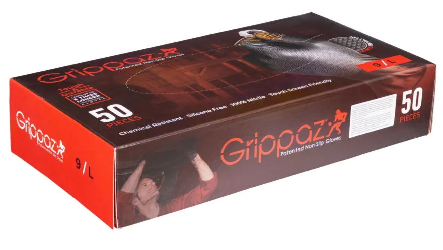 Rękawiczki warsztatowe z nitrylu Grippaz PREMIUM czarne rozmiar L, op. 50 szt 246BL