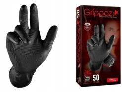 Rękawiczki warsztatowe z nitrylu Grippaz czarne rozmiar XL op. 50 szt 246BL