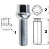 Śruba do felg kół M14x1,5 45mm, kula, K17, 1 szt.