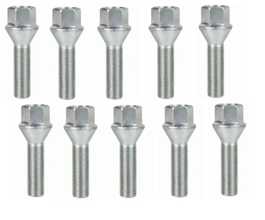 Śruba mocująca M12x1,25, gwint 40mm, stożek, klucz 17 10 szt.