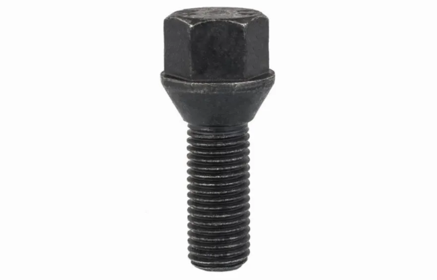 Śruba mocująca M12x1,5, gwint 28mm, stożek, klucz 17, czarna