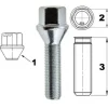 Śruba mocująca M12x1,5, gwint 45mm, stożek, klucz 17