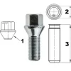 Śruba mocująca M14x1,25, gwint 30mm, stożek, klucz 17