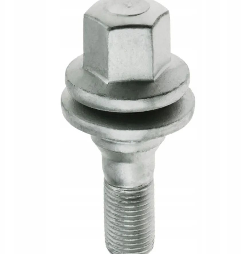 Śruba mocująca M12x1,25, klucz 17, płaska podkładka Geomet (zamiennik 561-5077) do oryginalnych felg Peugeot, Citroen