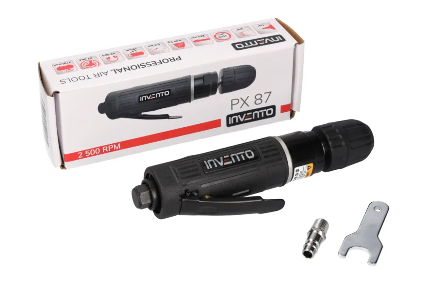 Szlifierka pneumatyczna INVENTO PX87 z uchwytem wiertarskim szybkomocującym, 2500 RPM