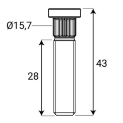 Szpilka wbijana M14x1,5, długość 43mm, gwint 28mm, radełko 15,7mm