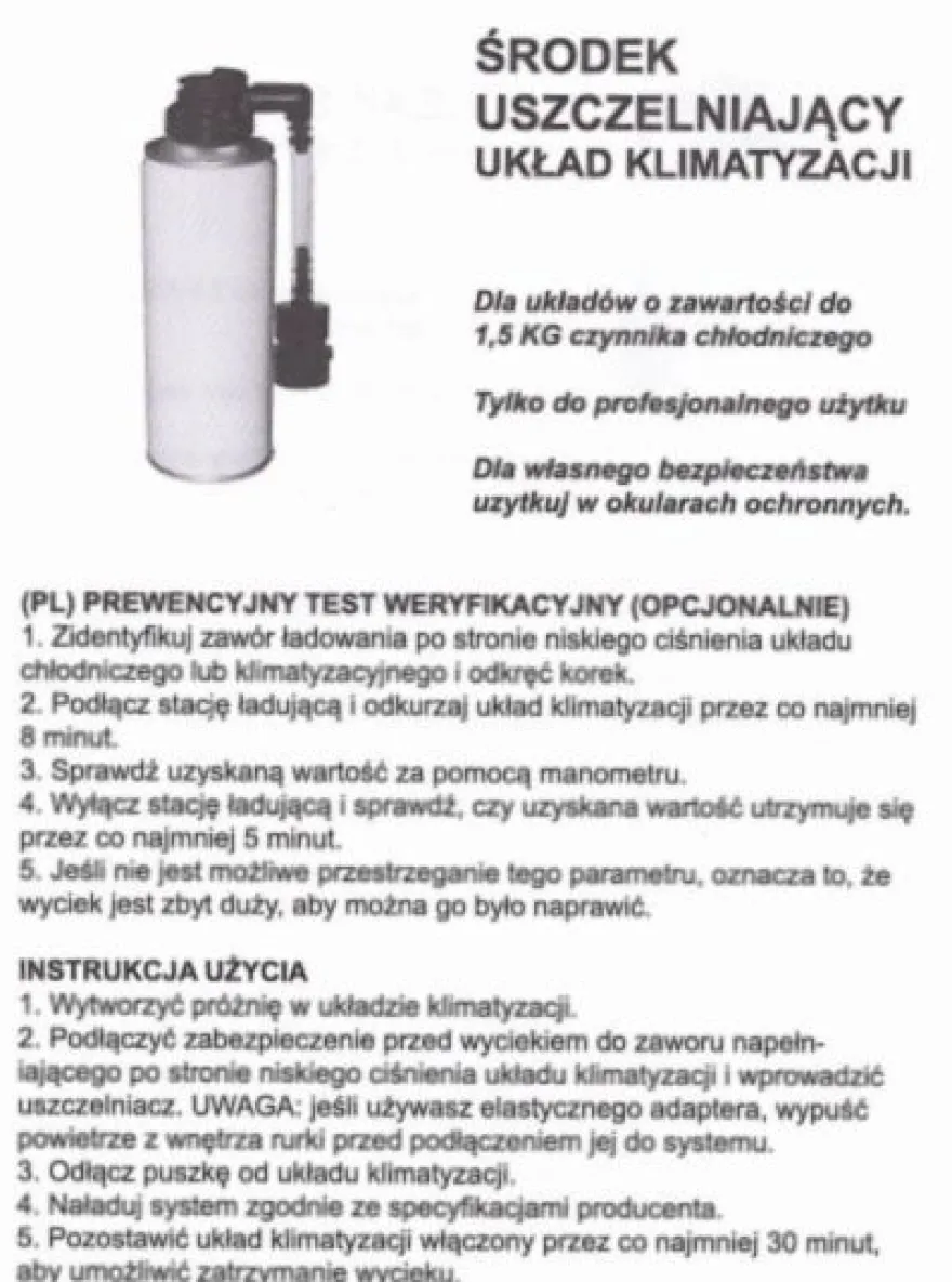 Uszczelniacz klimatyzacji R134a (UV)
