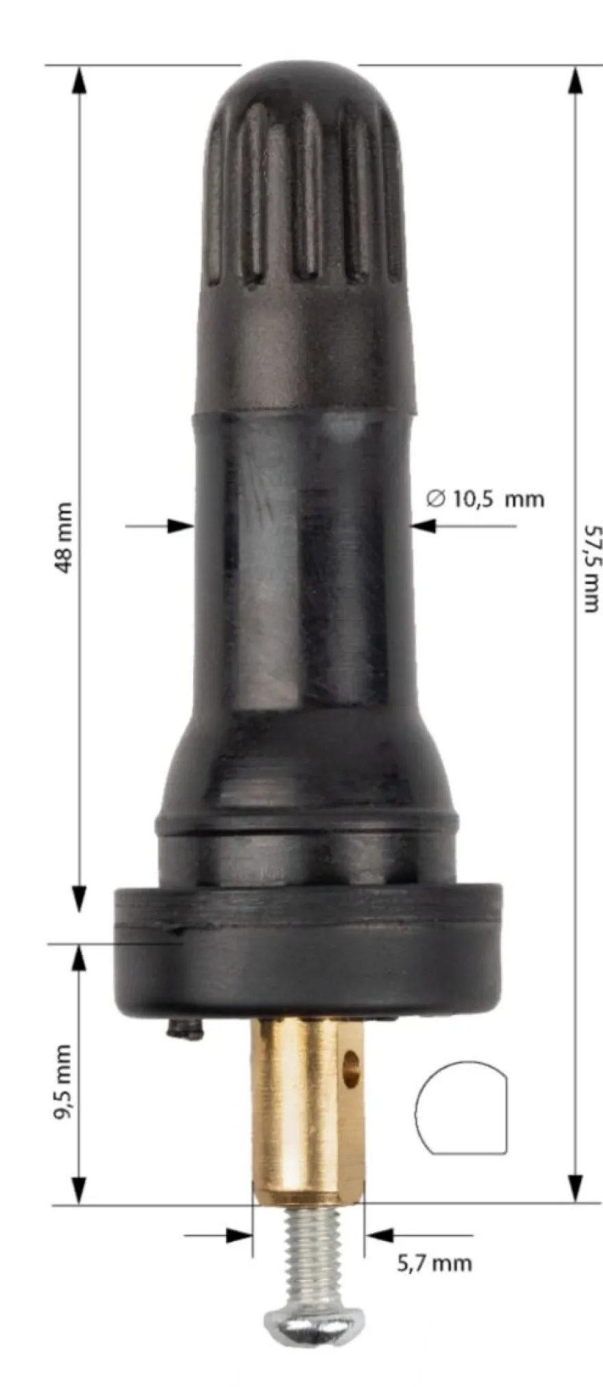 Zawór TPMS do czujnika OEM - Schrader TR413 gumowy - nowy typ