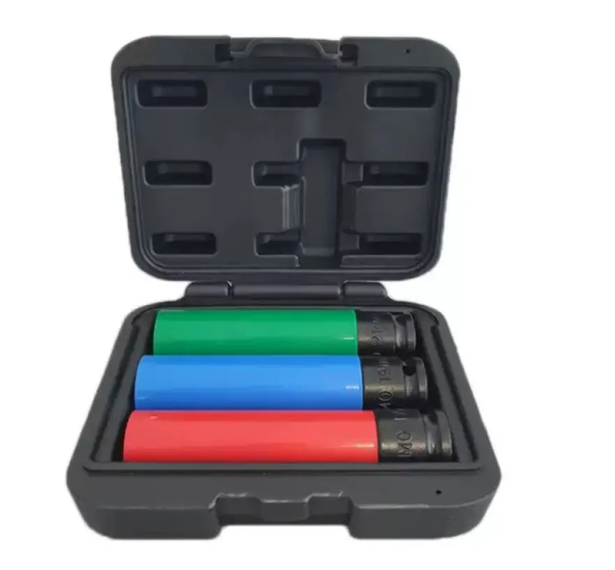 Zestaw extra długich nasadek udarowych 1/2" - 17, 19, 21 mm do felg alu