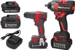 ZESTAW INVENTO klucz A63 + wiertarka A74U + 2x aku (4Ah+ 2Ah) + ładowarka + adapter
