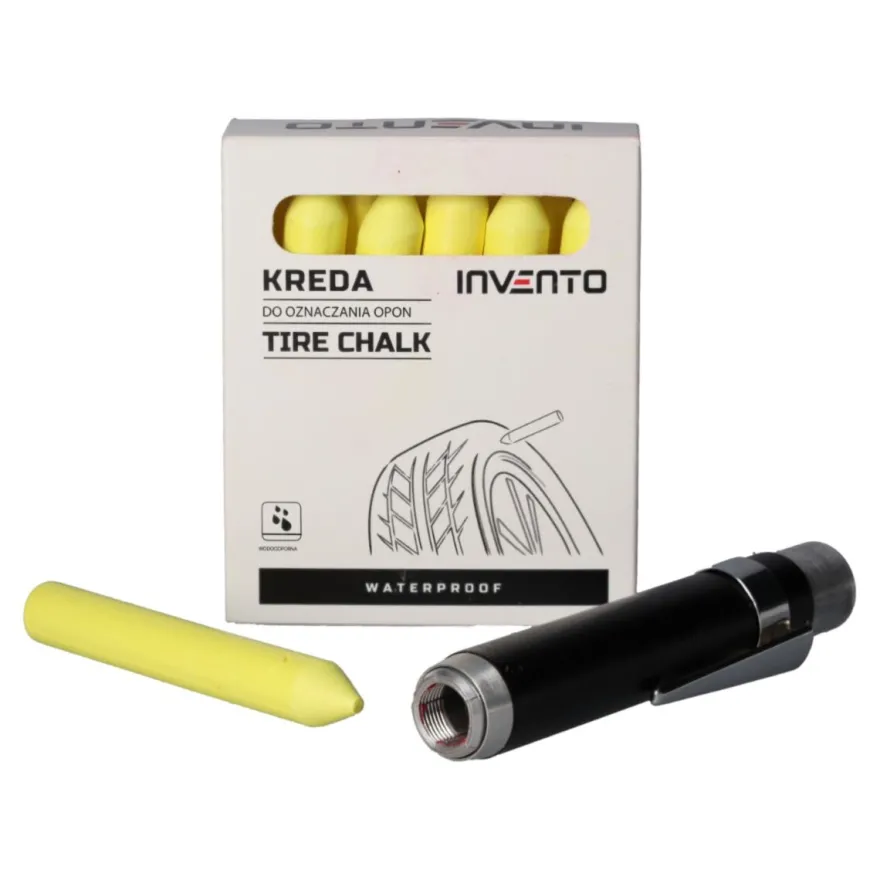 Zestaw kreda do opon żółta Invento 12 szt + uchwyt